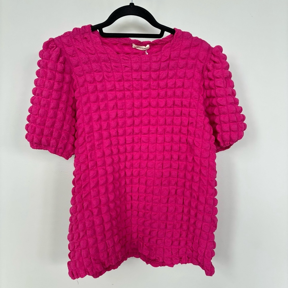 And the‎ Why Full Size Bubble Textured Puff Short Sleeve Top Size S NWT